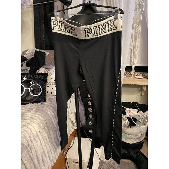 Vs pink bling logo leggings- /pants large - Picture 1 of 5